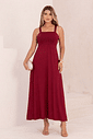 VESTIDO DECOTE QUADRADO ALÇA LARGA - BORDÔ