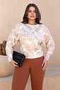 BLUSA VISCOLYCRA MANGA MORCEGO - ESTAMPA BEGE BLUSA VISCOLYCRA MANGA MORCEGO - ESTAMPA BEGE