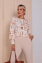 BLUSA VISCOLYCRA MANGA BUFANTE - ESTAMPA BEGE BLUSA VISCOLYCRA MANGA BUFANTE - ESTAMPA BEGE
