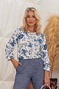 BLUSA PUNHO FRANZIDO - ESTAMPA AZUL