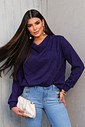 BLUSA TRICÔ CANELADO TRANSPASSADA - ROXA BLUSA TRICÔ CANELADO TRANSPASSADA - ROXA