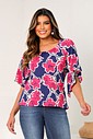 BLUSA MANGA SINO - ESTAMPA FLORAL BLUSA MANGA SINO - ESTAMPA FLORAL