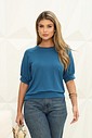BLUSA RAGLAN MANGA BUFANTE - AZUL PETRÓLEO