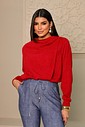 BLUSA TRICÔ CANELADO TRANSPASSADA - VERMELHA