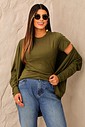 CONJUNTO CARDIGAN | T-SHIRT - VERDE MILITAR