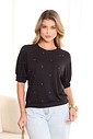 BLUSA RAGLAN MANGA BUFANTE -  PRETO POÁ