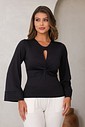 BLUSA DECOTE NÓ TÉRMICA  - PRETA