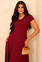VESTIDO LONGO COM MANGA - BORDÔ