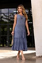 VESTIDO BARRA FRANZIDA MIDI - ESTAMPA  JEANS