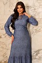 VESTIDO CAMPONESA MANGA LONGA - ESTAMPA JEANS VESTIDO CAMPONESA MANGA LONGA - ESTAMPA JEANS