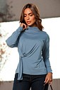 BLUSA DRAPEADA MANGA LONGA - AZUL JEANS