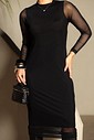 VESTIDO MIDI TULE MANGA LONGA - PRETO