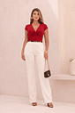 CALÇA VISCOSE C/CINTO - BRANCO OFF