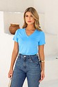 T-SHIRT GOLA V - AZUL