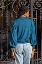 BLUSA TRANSPASSADA MANGA LONGA - AZUL PETRÓLEO BLUSA TRANSPASSADA MANGA LONGA - AZUL PETRÓLEO