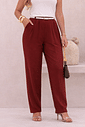 CALÇA VISCOSE C/CINTO - MARROM MERLOT