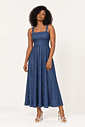 VESTIDO DECOTE QUADRADO ALÇA LARGA - ESTAMPA JEANS VESTIDO DECOTE QUADRADO ALÇA LARGA - ESTAMPA JEANS