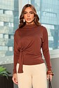BLUSA DRAPEADA MANGA LONGA - MARROM BLUSA DRAPEADA MANGA LONGA - MARROM
