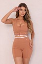 CONJUNTO FITNESS TOP E BERMUDA - MOCHA MOUSSE