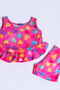 CONJUNTO MENINA BLUSA E SHORTS CORAÇÃO PINK