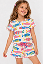 CONJUNTO MENINA BLUSA E SHORTS PEIXES