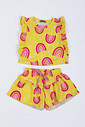 CONJUNTO MENINA BLUSA E SHORT SAIA ARCO IRIS NEON