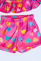 CONJUNTO MENINA BLUSA E SHORTS CORAÇÃO PINK
