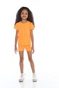 CONJUNTO MENINA BLUSA E SHORTS LARANJA NEON CONJUNTO MENINA BLUSA E SHORTS LARANJA NEON