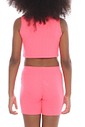 CONJUNTO MENINA CROPED E BIKER ROSA NEON