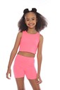 CONJUNTO MENINA CROPED E BIKER ROSA NEON