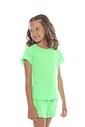 CONJUNTO MENINA BLUSA E SHORTS VERDE NEON CONJUNTO MENINA BLUSA E SHORTS VERDE NEON