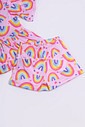 CONJUNTO MENINA BATA E SHORTS ARCO IRIS
