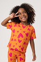 CONJUNTO MENINA CAMISETA E BIKER CORAÇÃO NEON