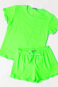 CONJUNTO MENINA BLUSA E SHORTS VERDE NEON CONJUNTO MENINA BLUSA E SHORTS VERDE NEON