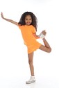 CONJUNTO MENINA BLUSA E SHORTS LARANJA NEON CONJUNTO MENINA BLUSA E SHORTS LARANJA NEON