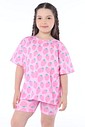 CONJUNTO MENINA CAMISETA E BIKER MORANGOS
