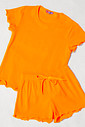 CONJUNTO MENINA BLUSA E SHORTS LARANJA NEON CONJUNTO MENINA BLUSA E SHORTS LARANJA NEON