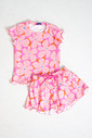 CONJUNTO MENINA BLUSA E SHORTS SAIA FLORES DE VERÃO