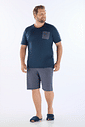 PIJAMA MEIA MANGA EM MEIA MALHA COM BERMUDA EM MALHA MALBEC MASCULINO 