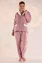PIJAMA MANGA LONGA ABERTURA FRONTAL COM CALÇA EM FLEECE FEMININO 