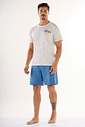 PIJAMA MEIA MANGA EM MALHA ROTATIVA COM BERMUDA EM MEIA MALHA MASCULINO 