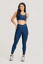 Conjunto Fitness Legging Cós Transpassado e Top Decote U Marinho