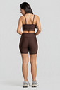 Conjunto Fitness Shorts Bolso Lateral e Top Marrom
