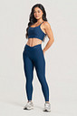 Conjunto Fitness Legging Cós Transpassado e Top Marinho