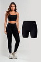 Kit Feminino Fitness Legging + Short + Top Preto