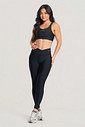 Conjunto Fitness Legging Cós Transpassado e Top Decote U Preto