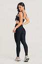 Conjunto Fitness Legging Cós Transpassado e Top Decote U Preto