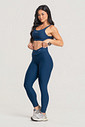 Conjunto Fitness Legging Cós Transpassado e Top Decote U Marinho