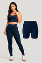 Kit Feminino Fitness Legging + Short + Top Marinho