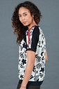 Blusa Feminina Manga Curta Preta Com Floral